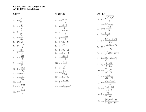 Printables Rearranging Formulas Worksheet rearranging equations worksheet davezan formulas abitlikethis