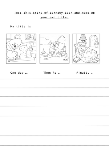 Barnaby Bear goes fishing story writing frame | Teaching Resources