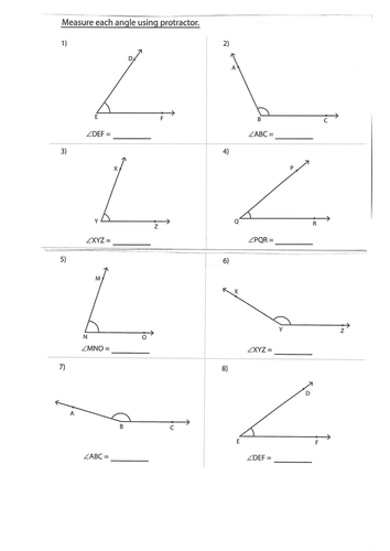 KS2 Measuring angles using a protractor - Year 4 5 6 - worksheet ...