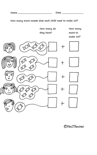 Number Bonds to 10. Hand drawn worksheets. | Teaching Resources