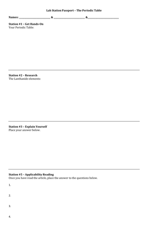 choice multiple periodic questions table 7  Lab The Table Periodic by Activities  Engaging Station