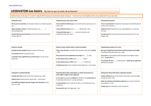 essay on les loisirs