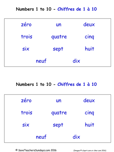 Numbers 0-10 in French Worksheets, Games, Activities and Flash Cards ...