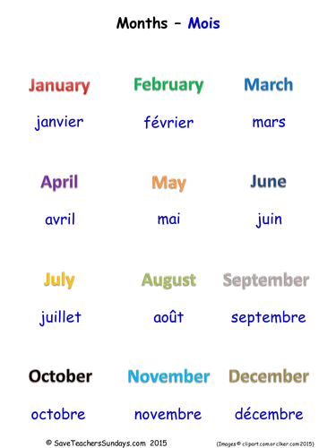 Months in French KS2 worksheets, activities and flashcards | Teaching ...