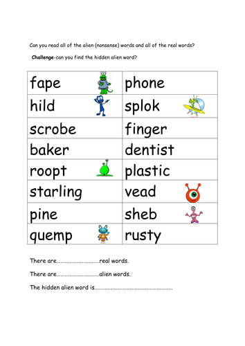 year 1 phonics screening homework sheet teaching resources
