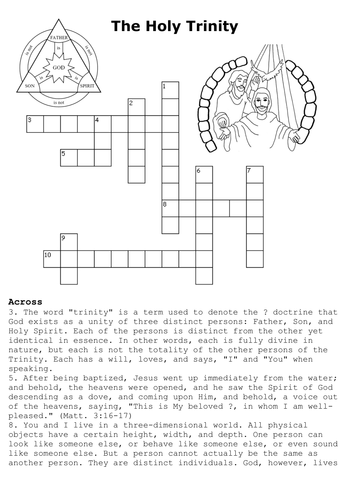 the holy trinity crossword by sfy773 teaching resources tes