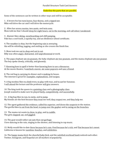 Printables Parallel Structure Worksheet worksheet parallel structure kerriwaller printables by kimkroll8 teaching resources tes t c answers pdf