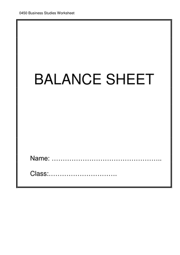 Balance Sheet Worksheet