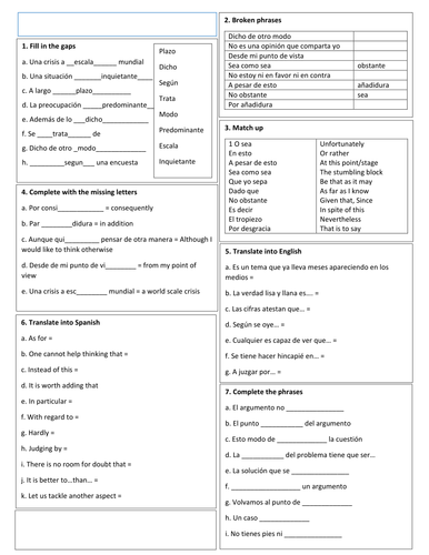 Advanced spanish essay phrases picture