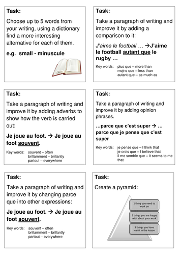 KS3 French Extension and Differentiation Wall