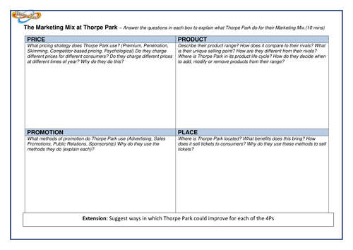 Marketing Mix Revision Activity for Unit 2 AQA Business Studies by ...