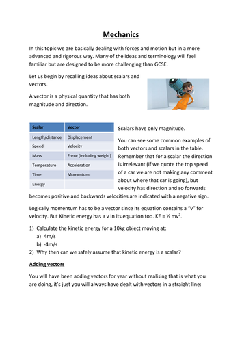 AQA A-level Physics: Mechanics (notes and question booklet)