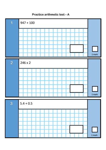 Practice arithmetic test A - SATs revision