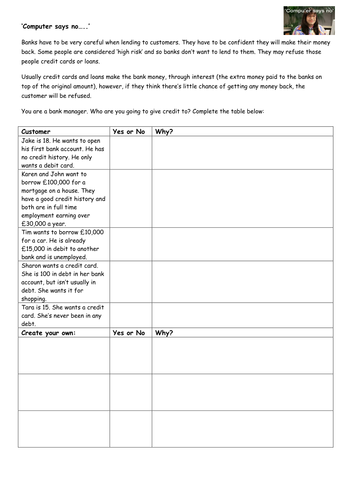 Finance / Careers : credit and debit | Teaching Resources