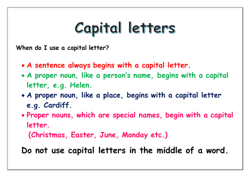 When To Use A Capital Letter Teaching Resources