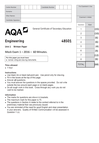 gcse engineering coursework examples