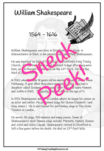 shakespeare homework ks2