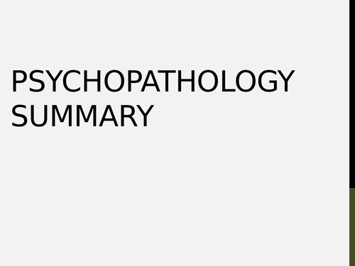 AQA Psychology - Psychopathology revision / summary