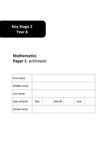  SATs Arithmetic and Reasoning Practice Test Paper