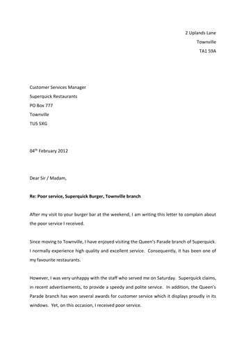 Formal Letters Of Complaint | Teaching Resources