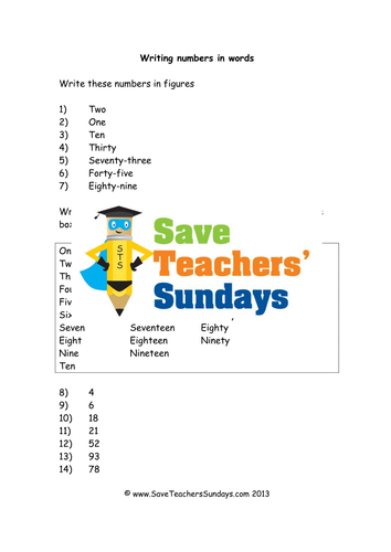 Numbers in Words KS2 Worksheets, Lesson plans and Flashcards