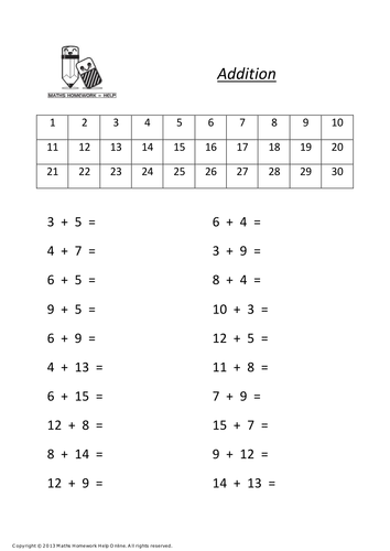 ks1 maths addition worksheets