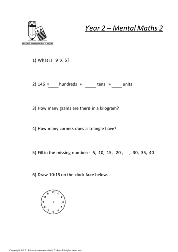 Key Stage 1, Year 2, maths worksheets | Teaching Resources