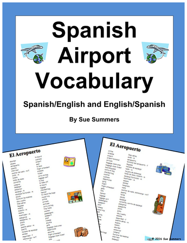 Spanish Airport 40 Word Vocabulary List - El Aeropuerto