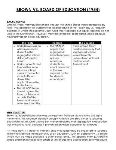 BROWN VS. BOARD OF EDUCATION (1954) - How does Segregation Affect