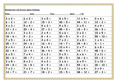 division inverse of multiplication speed math teaching resources