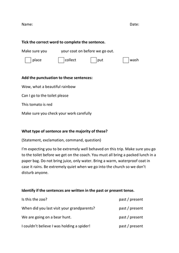 NEW 2016 Year 2 SATs Style SPaG Worksheets And Activities