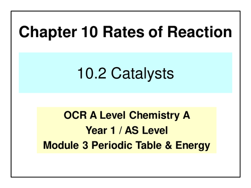 NEW OCR A Level Chemistry - Reaction Rates and Equilibrium | Teaching ...