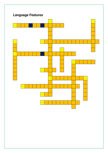 Language Features Crossword