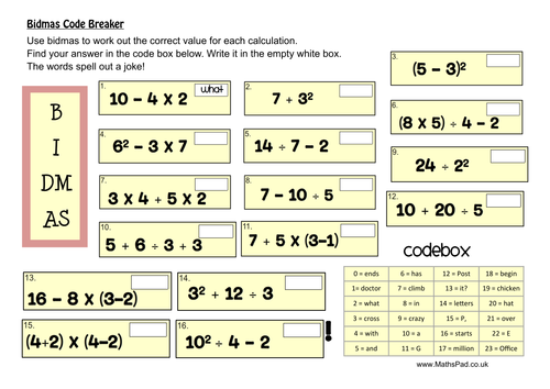 Bidmas Activities & Puzzles by MathspadUK - Teaching Resources - TES