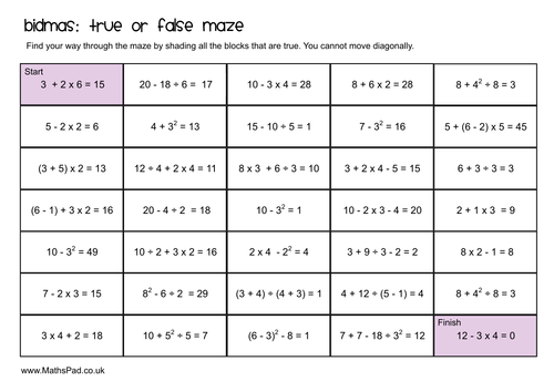 bidmas activities puzzles by mathspaduk teaching