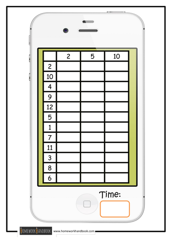 Times Table Speed Grids