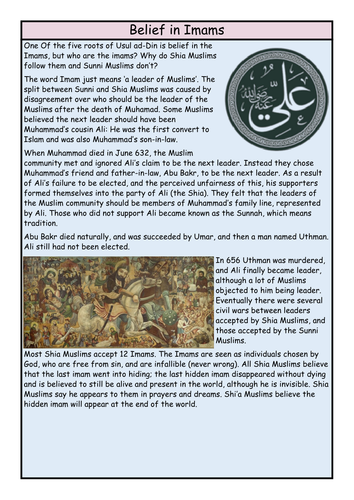The Five Roots of Usul Ad-din - Edexcel GCSE Religious Studies B - Area ...