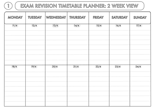 Exam Revision Timetable Planner 2016 by beckystoke - Teaching Resources