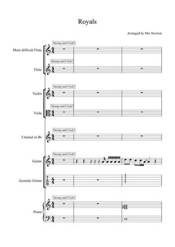 Lorde Royals- Arrangement for school band | Teaching Resources