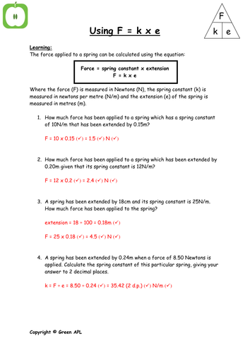 F = ke calculations