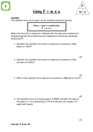 F = ma calculations | Teaching Resources