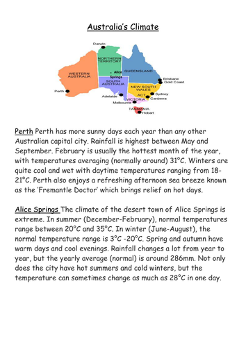 Australian Weather Forecast Report Lesson (Year 2/Key Stage 2
