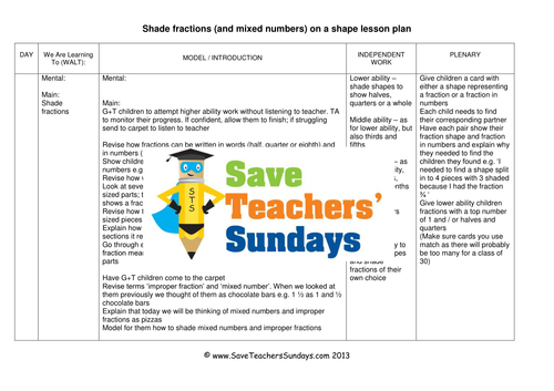 Fractions of Shapes KS2 Worksheets, Lesson Plans, PowerPoint, Model and Plenary