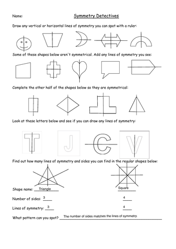 Symmetry in Shapes Lesson with Worksheets (Year 2/3) | Teaching Resources