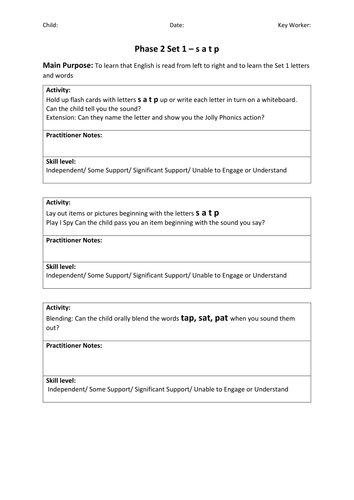 Phase 2 Phonics Assessment Pack