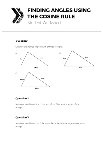 Finding Angles Using the Cosine Rule - Complete Lesson by tomotoole