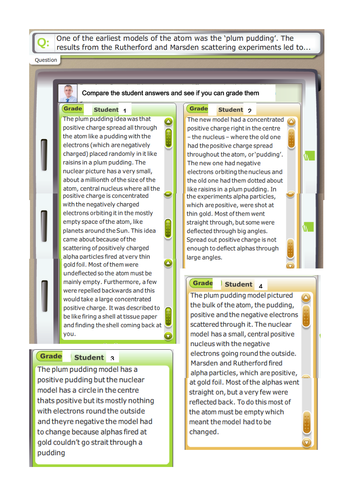 Plum pudding model grade student answers | Teaching Resources