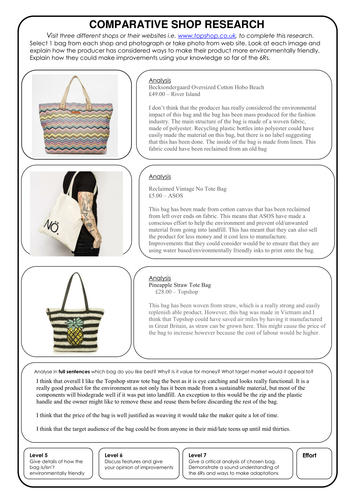 Recycled Tote Bag Project including detailed SOW, Booklet and PPT ...