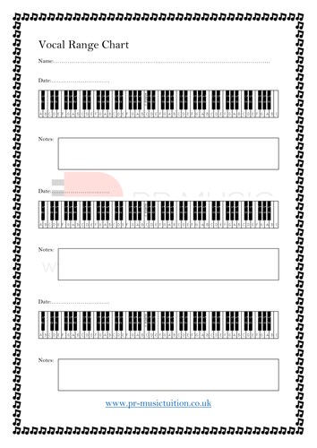 Vocal Range Chart | Teaching Resources