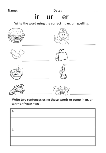 er-ur-ir-worksheet-teaching-resources